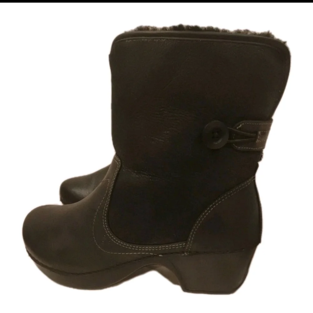 Dansko Women's Black Harper Leather Shearling Ankle Boots Size 41/ US 10.5 -11 - Picture 1 of 9